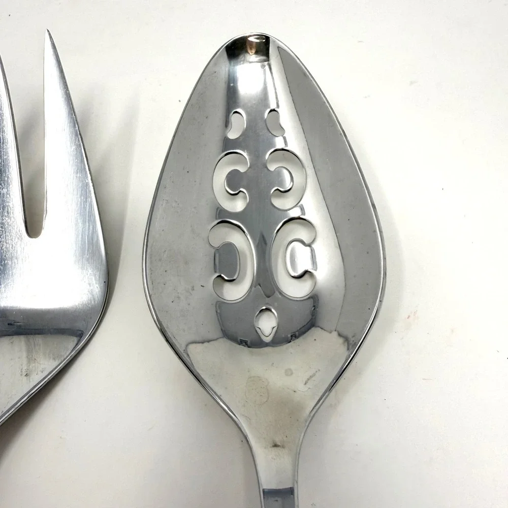 International Stainless Deluxe Danish Scroll Salad Serving Set Fork Spoon